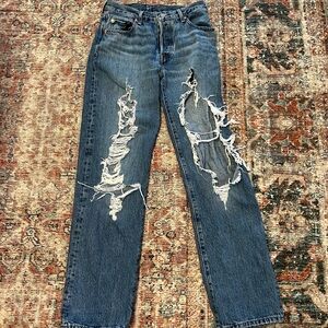 Levi’s 501 high waisted Distressed Blue Jeans